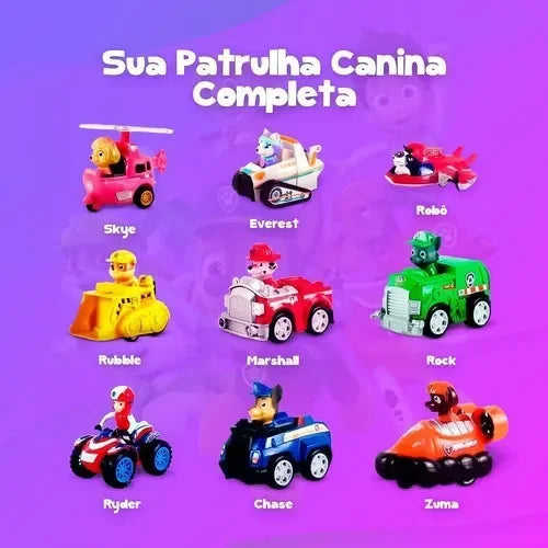 Paw Patrol Set of 9 Friction Cars with Removable Figures  New Product Paw Patrol - 9 Friction Cars with Characters