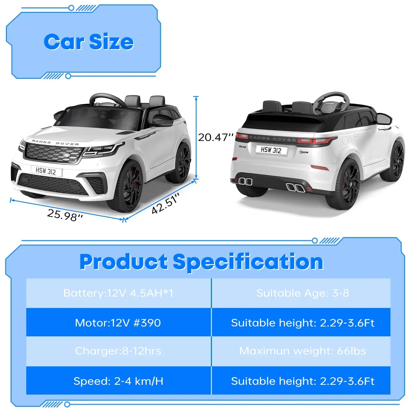 12V Kids Electric Ride-On Car with Remote Control