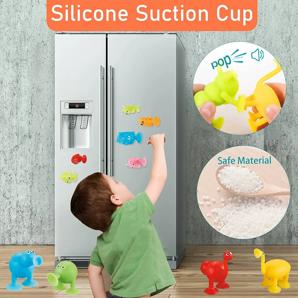 Silicone Suction Cup Animal Building Blocks - Sensory Bath Toy