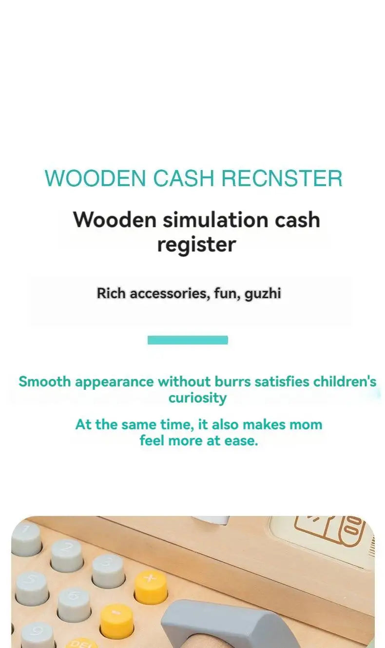 Children's Wooden Playhouse Toys Game House Toys Wooden Coffee Machine Wooden Cash Register Puzzle Interactive Education