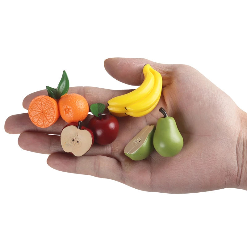 Oenux Pretend Play Toy Cute Fruits Vegetables Mushroom Model Cake Toppers Foods Jouet Family Fun Early Education For Kids Gift