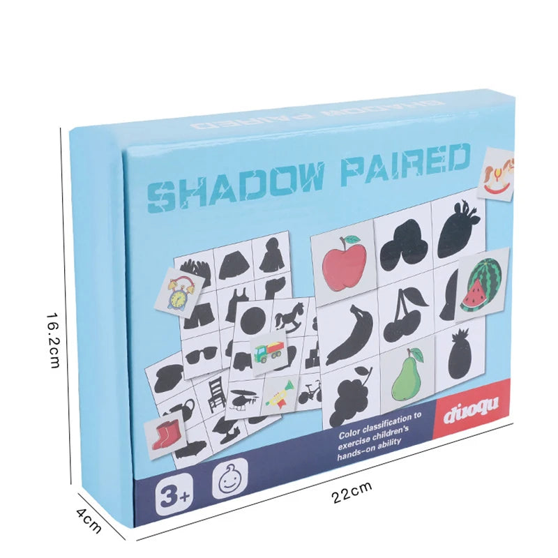 Wooden Montessori Shadow Matching Puzzle - Animal & Fruit Shape Toy