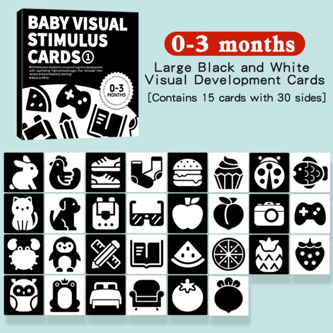 Montessori Baby High Contrast Visual Stimulation Flash Cards 0-36M
