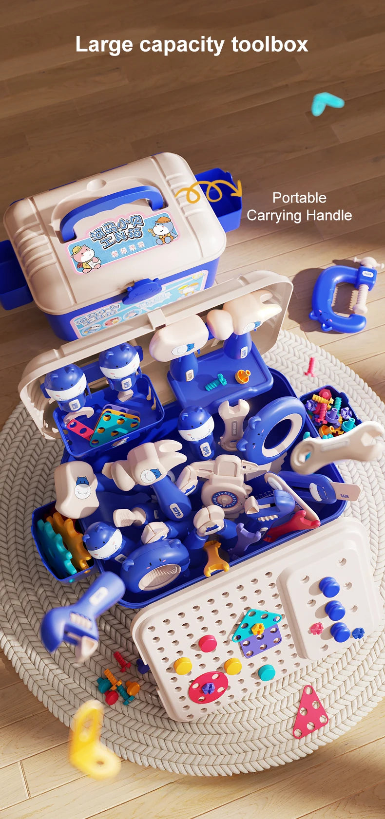 Educational Pretend Play Construction Children Home Toolbox Simulation Drill Screw Removal Puzzle Multi-Functional Assembly Toy