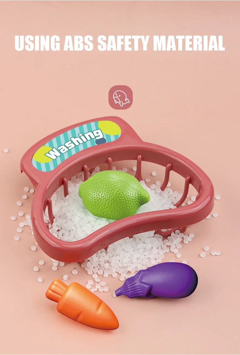 Children Electric Toy Sink Disheswash Water Simulation Food Fruit Kitchen Pretend Play Magnet Fishing Kids Education Toy Girl