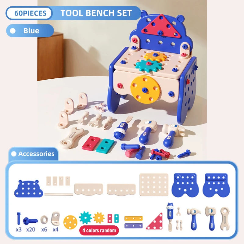 Educational Pretend Play Construction Children Home Toolbox Simulation Drill Screw Removal Puzzle Multi-Functional Assembly Toy