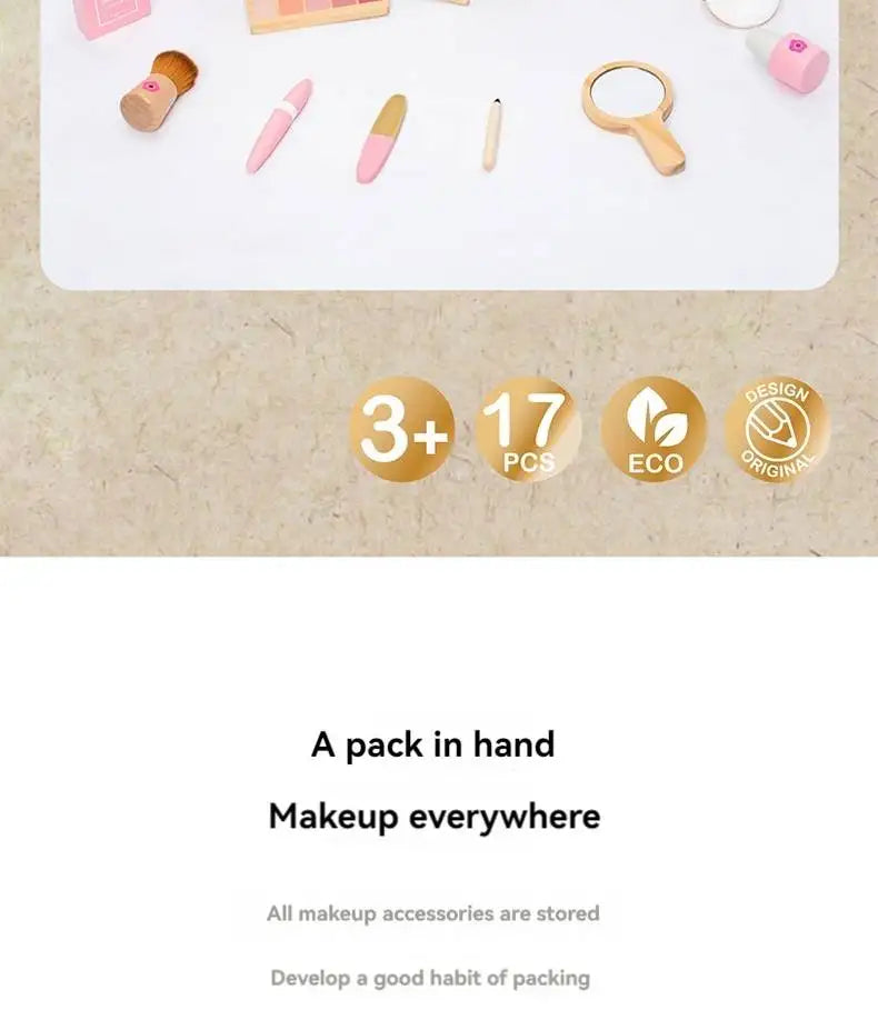 Wooden Pretend Play Makeup Toys Simulation Cosmetics Set Girls Play  Hairdressing Simulation Make Up Preschool Toys