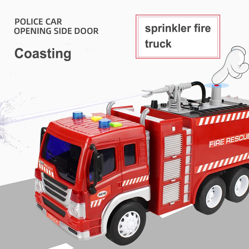 1:16 Fire Truck Model Simulation Sound and Light Inertia Firefighter Rescue Engineering Vehicle Children's Assembly Toy