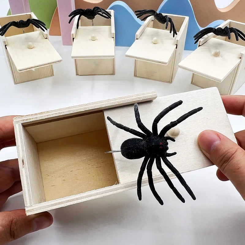 Handmade Wooden Spider Prank Scare Box - 9cm Pop Out Toy