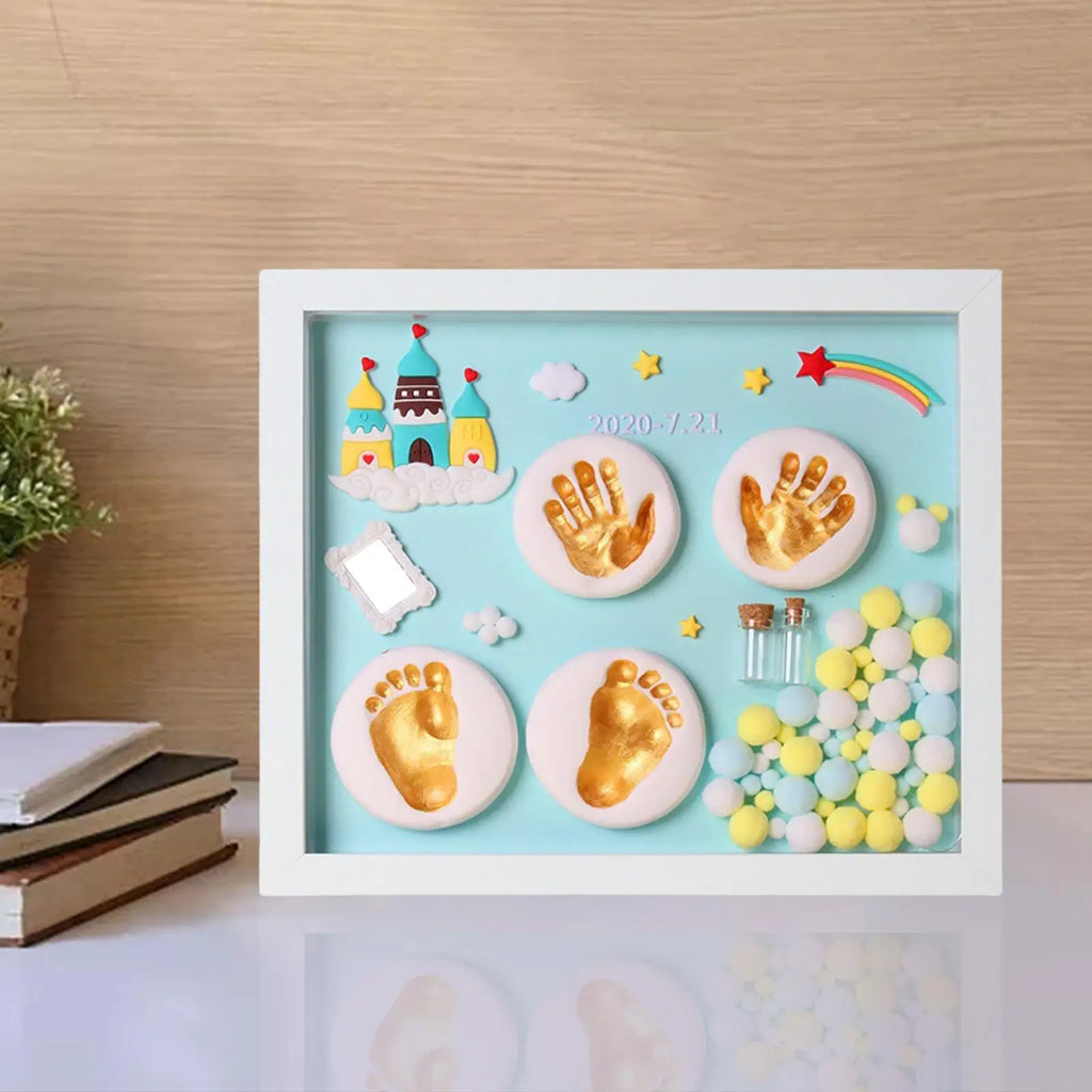 Baby Handprint & Footprint Photo Frame - Wooden