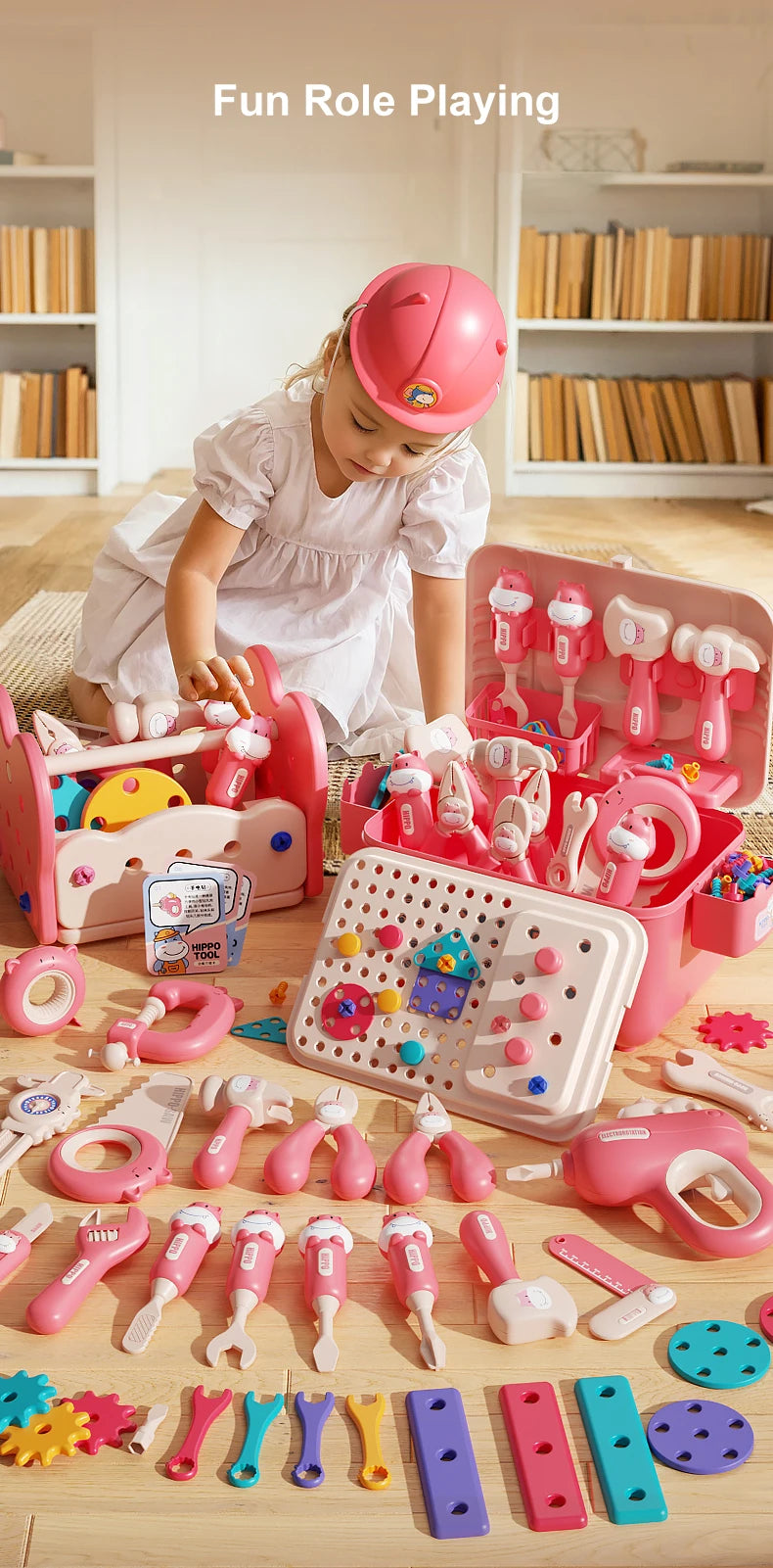 Educational Pretend Play Construction Children Home Toolbox Simulation Drill Screw Removal Puzzle Multi-Functional Assembly Toy