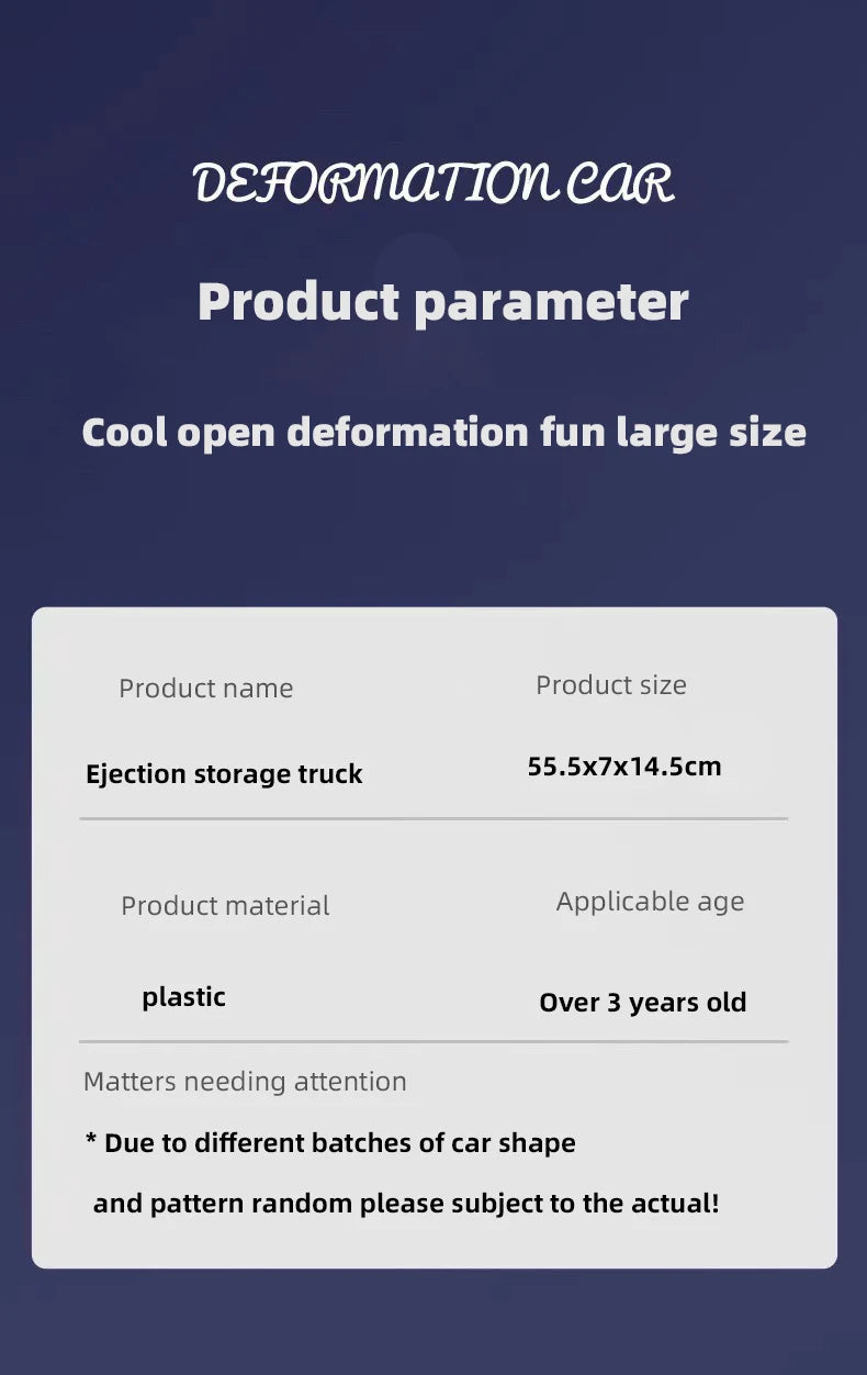 Transforming truck toys and launcher tracks, police-themed, foldable storage, randomly shipped mini cars, interactive party game