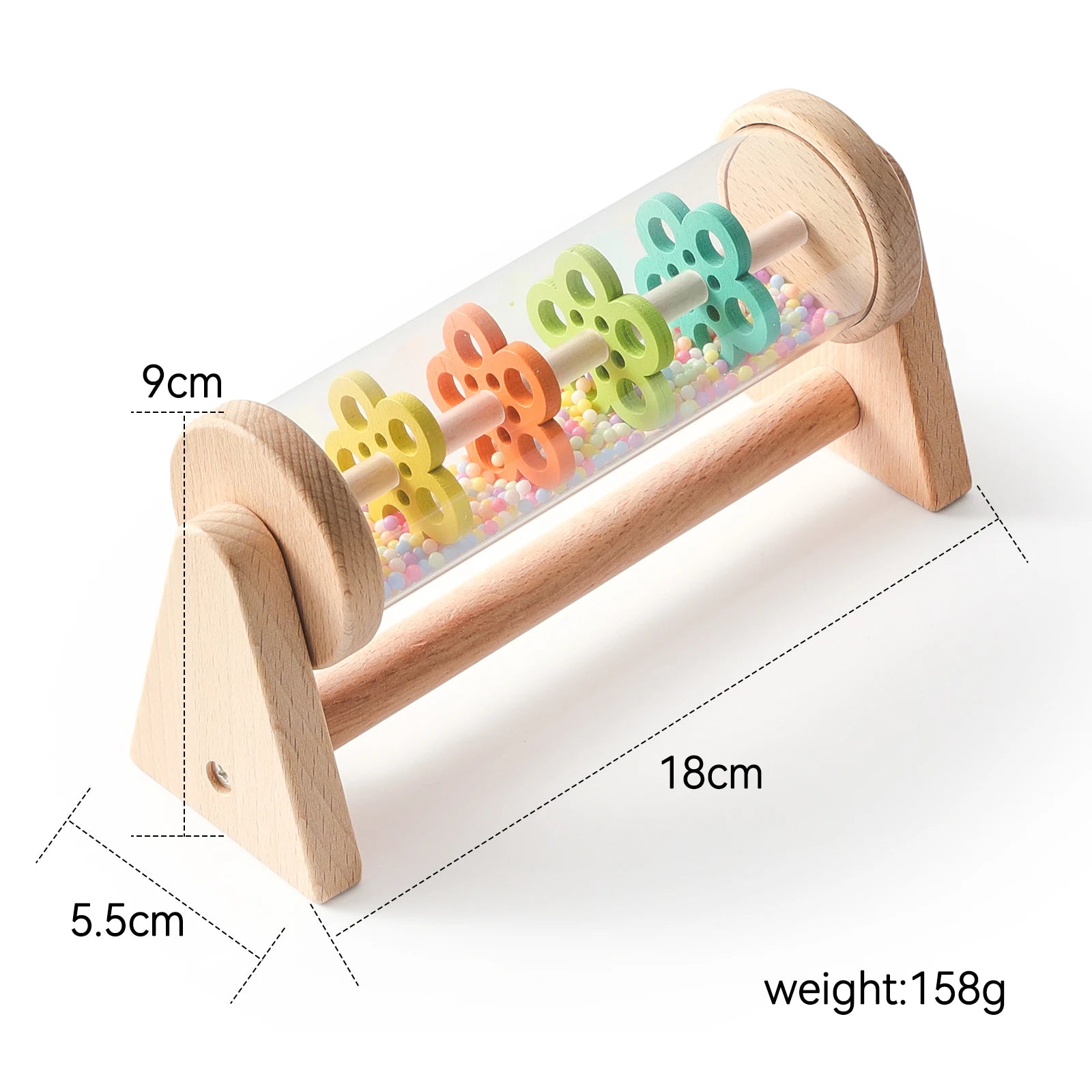 Let's Make Wooden Montessori Rain Stick Rattle - Rainbow Toy