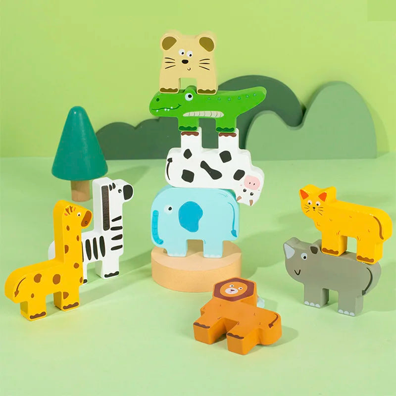 Sharing Wooden Animal Balance Stacking Game Montessori Toy