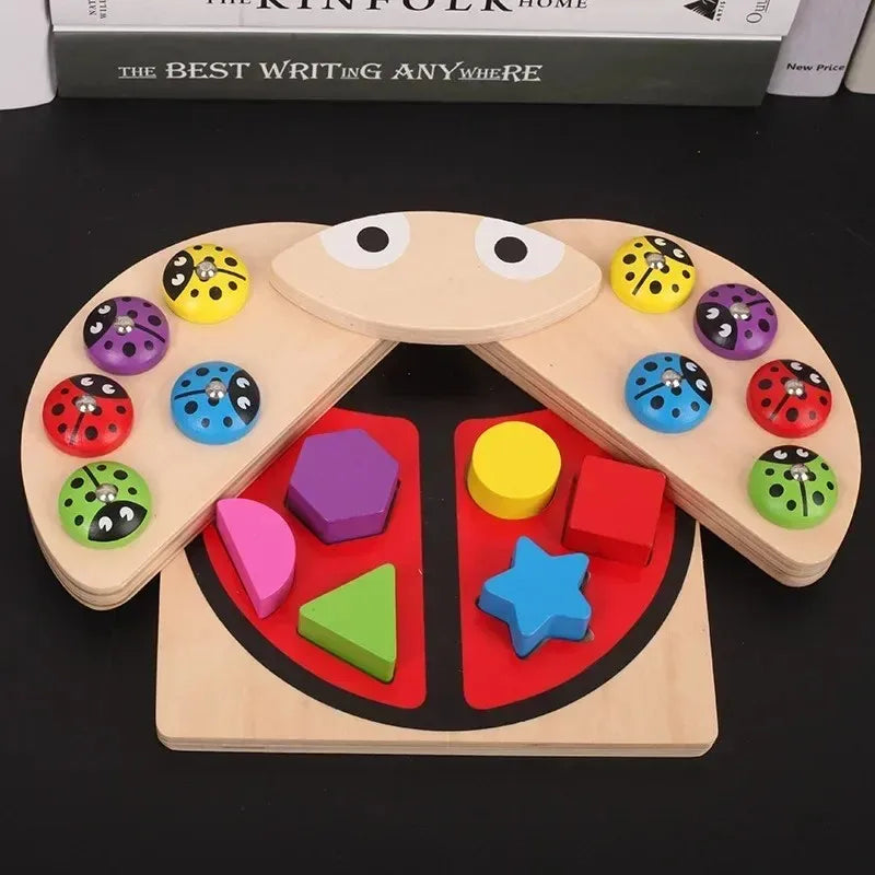 Wooden Magnetic Fishing Game & Ladybug Shape Puzzle Toy