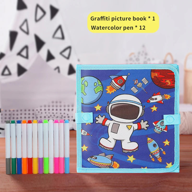 Foldable Chalkboard Book Children's Drawing Board Capable Of Repeatedly Scrubbing Drawing Writing Books (With 12 Watercolor Pen)