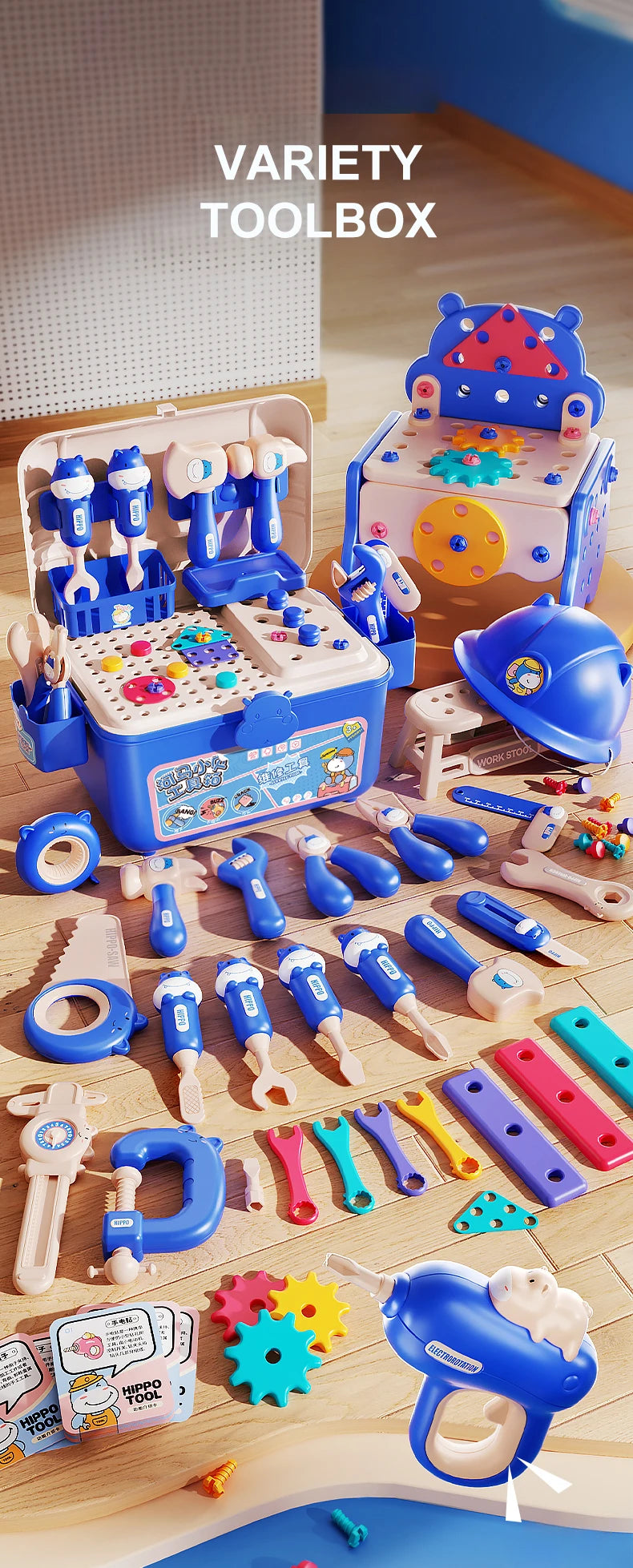 Educational Pretend Play Construction Children Home Toolbox Simulation Drill Screw Removal Puzzle Multi-Functional Assembly Toy