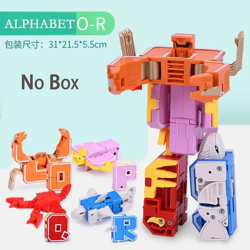 26 A-Z letter Alphabet Animal Dinosaur Warrior Deformation Action Figures Transformation Robot Toys For Children Gift Brinquedos