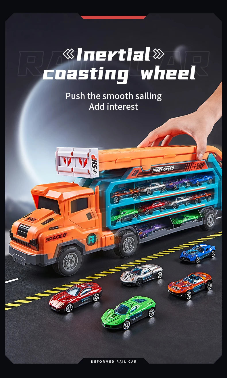 3D Rail Car - Over the Track, High Impact Flying Car - Transformed Inertial Car Puzzle Power Car Toy Set - Alloy Car Toy Set