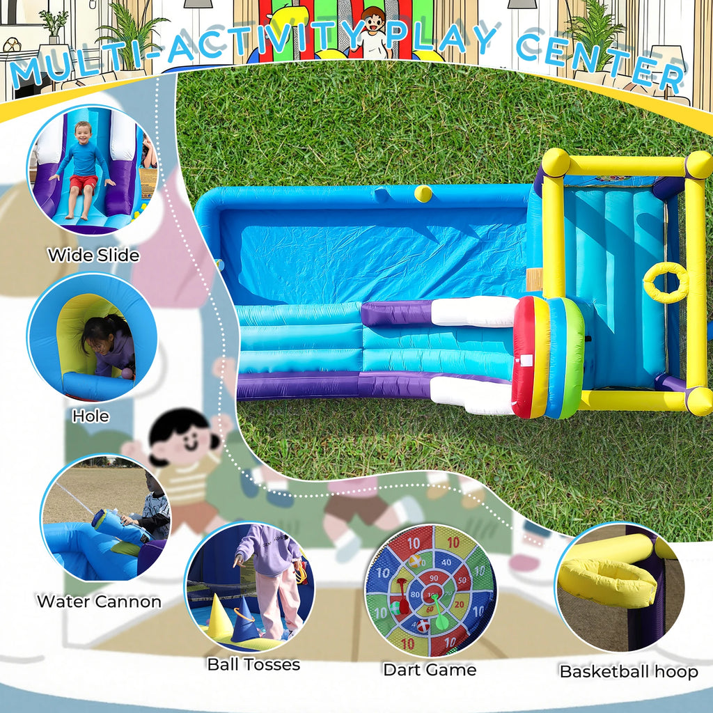 New Oxford cloth 16ft  4.9m Inflatable Water Slide Bounce House w/ Splash Pool & 480W Blower for Kids Party
