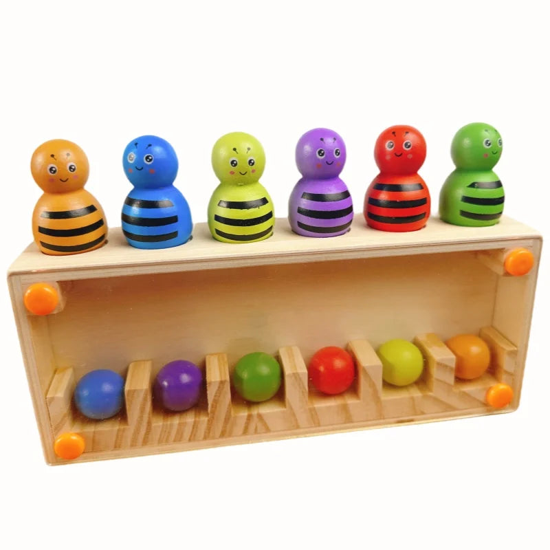 Wood Montessori Color Matching Toy - Educational Guess Doll Game