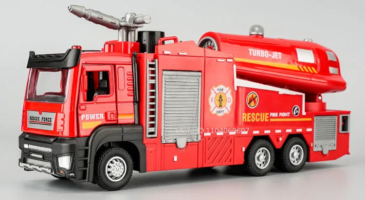 1:32 Alloy Model Toy Spray Fire Engine Cars Metal Diecast Water Spray Engineering Vehicle Doors Opened Sound Light Boys Gifts