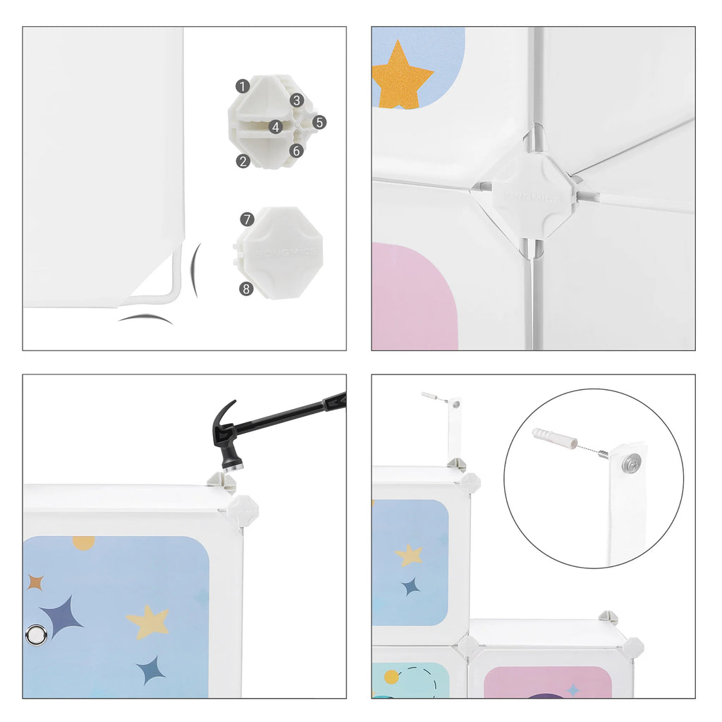 SONGMICS 15 Dice Shelving System storage s wardrobe for Children Plastic shoe rack Multipurpose shoes Play Toy