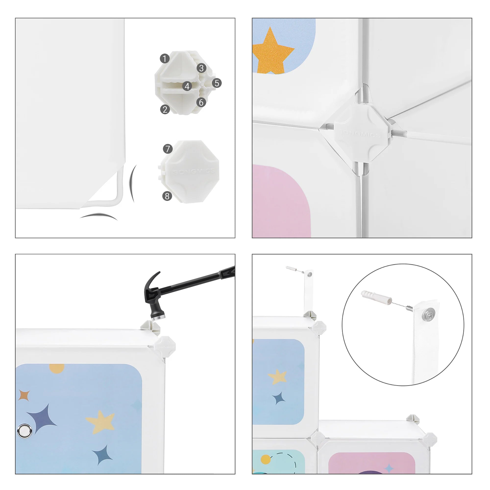 SONGMICS 15 Dice Shelving System storage s wardrobe for Children Plastic shoe rack Multipurpose shoes Play Toy
