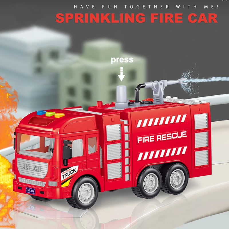 1:16 Fire Truck Model Simulation Sound and Light Inertia Firefighter Rescue Engineering Vehicle Children's Assembly Toy