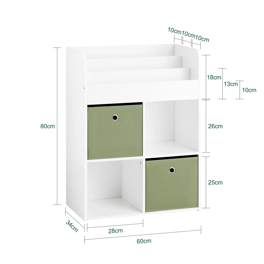 SoBuy KMB79-W Children 2 fabric boxing Bookshelf toys Organizer for CHILDREN'S room White BHT about 60x80x34cm