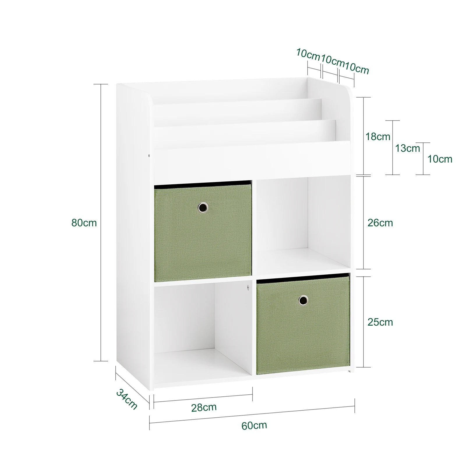 SoBuy KMB79-W Children 2 fabric boxing Bookshelf toys Organizer for CHILDREN'S room White BHT about 60x80x34cm
