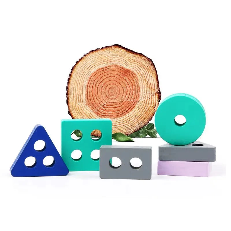 Wooden Montessori Geometric Shape Sorting Columns Toy
