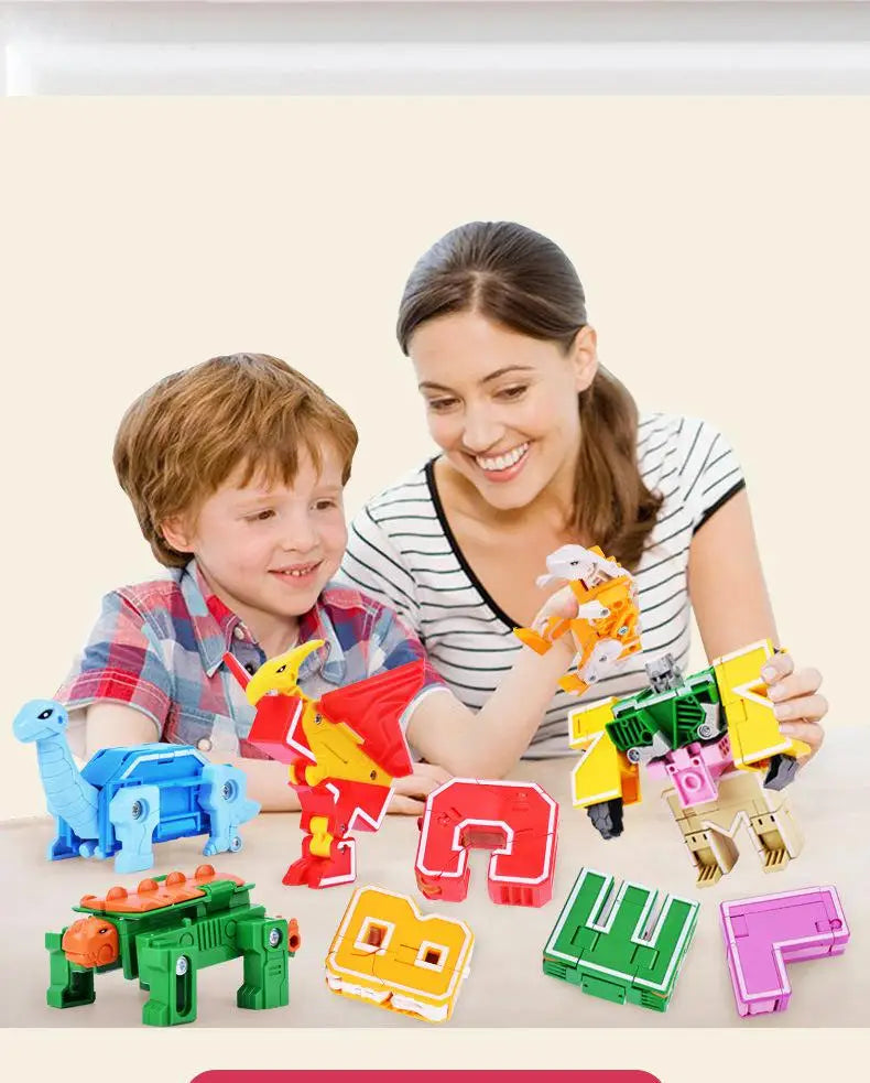 26 A-Z letter Alphabet Animal Dinosaur Warrior Deformation Action Figures Transformation Robot Toys For Children Gift Brinquedos