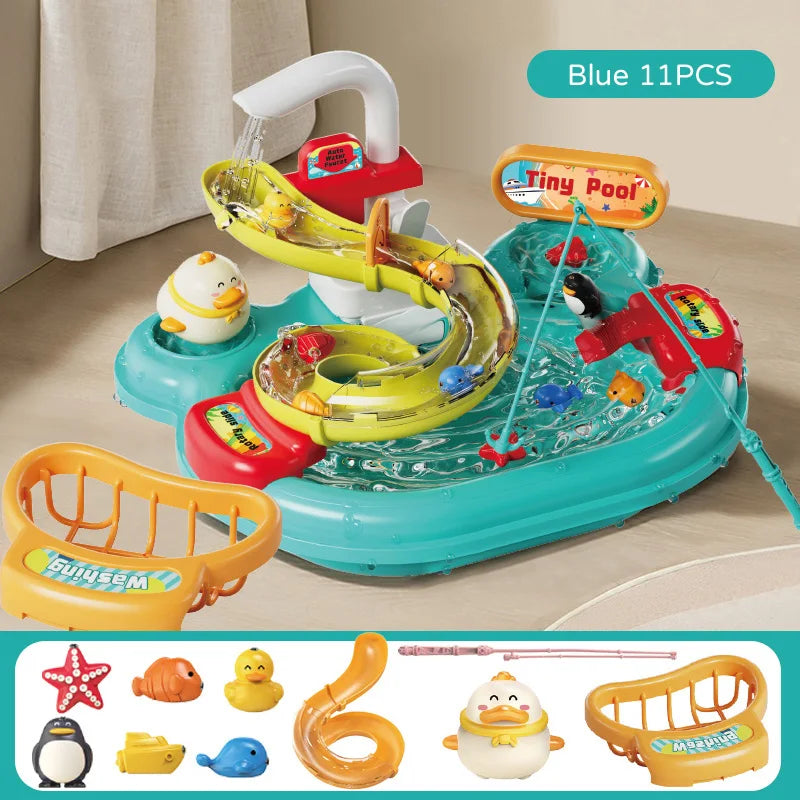 Children Electric Toy Sink Disheswash Water Simulation Food Fruit Kitchen Pretend Play Magnet Fishing Kids Education Toy Girl