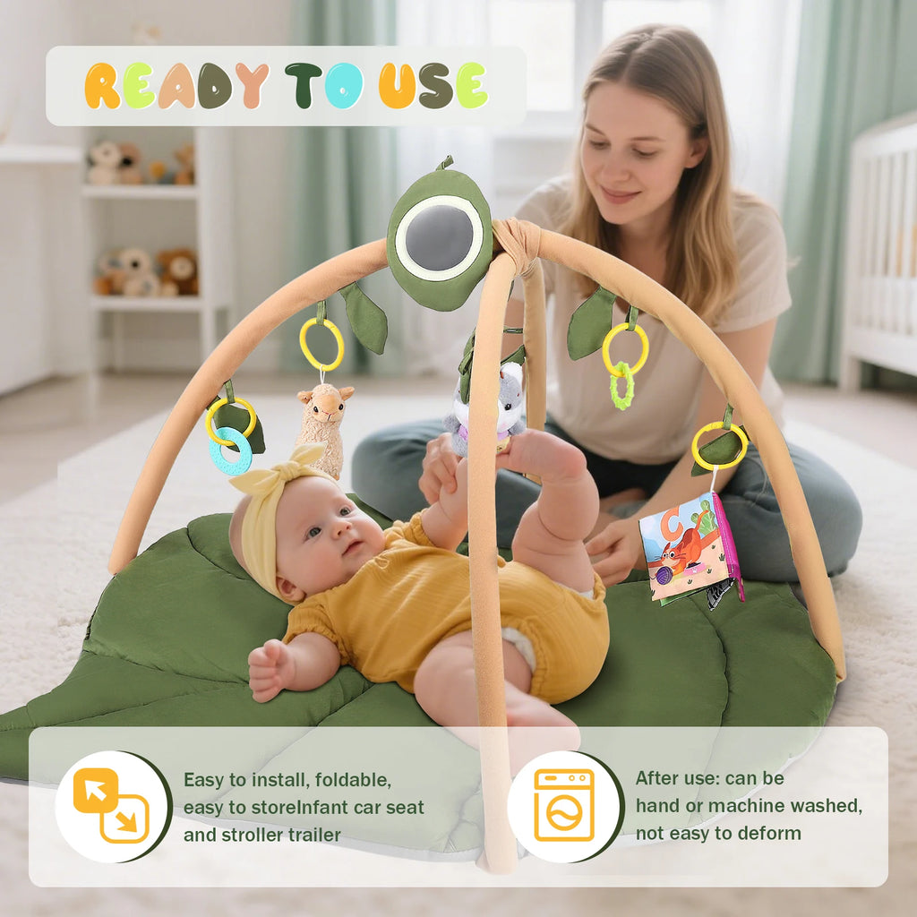Baby Play Mat with Arch - Leaf-Shaped Extra Thick Mat