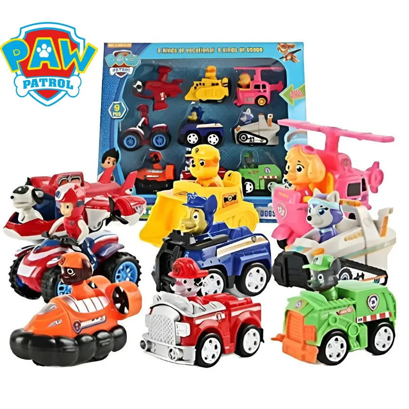 Paw Patrol Set of 9 Friction Cars with Removable Figures  New Product Paw Patrol - 9 Friction Cars with Characters