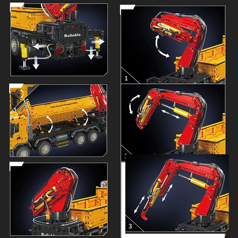 Mould King 17050 Technical Car Toys The RC Actros Self-Loading Crane Building Block Enginerring Truck Brick Kids Christmas Gift