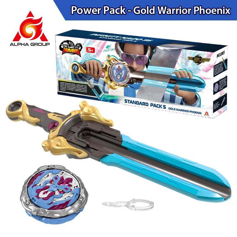 Infinity Nado 6 Power Pack - Spirit Wind Panda Upgraded Metal Spinning Top Gyro ,39cm Sword Launcher Kid Toy Birthday Gift