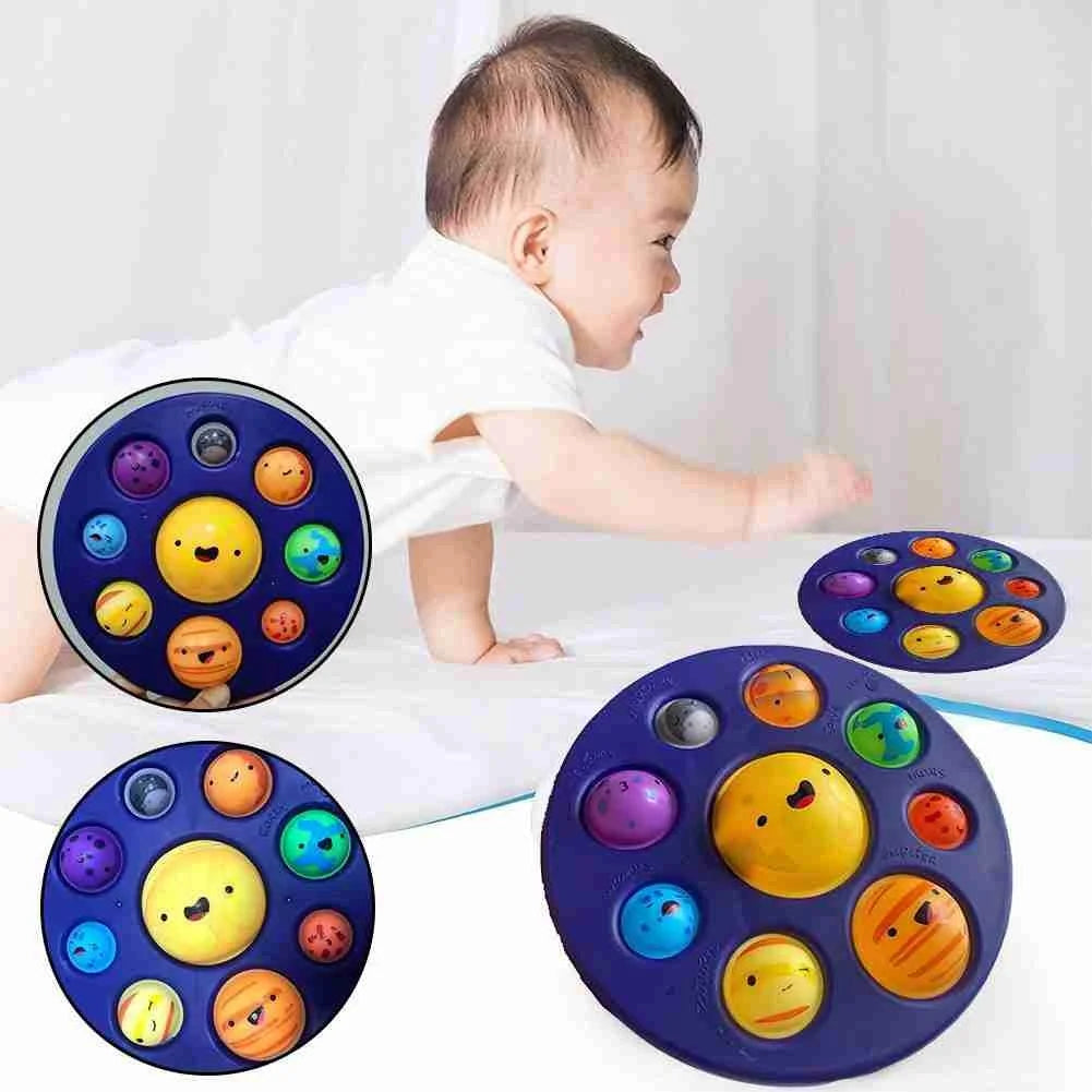 Planet Bubble Music Colorful Starry Sky Cartoon Pattern Release Decompression Silicone Pinch Music Children's Press Puzzle Toy