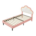 Children's Single Bed 90x200cm Upholstered bed for girls with LED,height-adjustable headboard in clouds shape,slatted Frame,PU