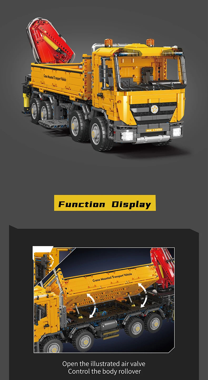 Mould King 17050 Technical Car Toys The RC Actros Self-Loading Crane Building Block Enginerring Truck Brick Kids Christmas Gift