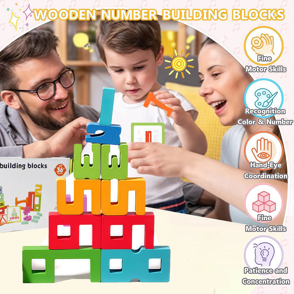 BizyKoady Wooden Stacking Train - Montessori Toddler Toy Set