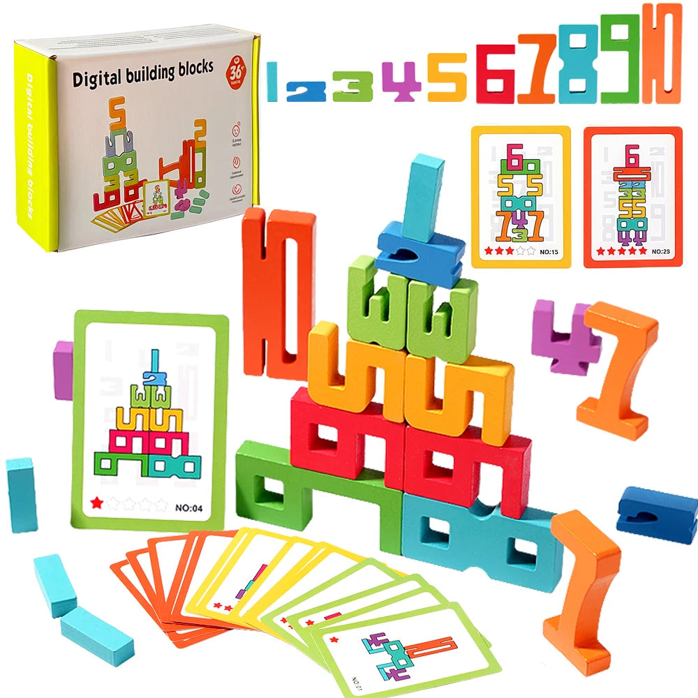 BizyKoady Wooden Stacking Train - Montessori Toddler Toy Set