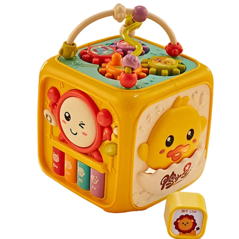Six-Sided Baby Musical Hand Drum Toy - Yellow ABS