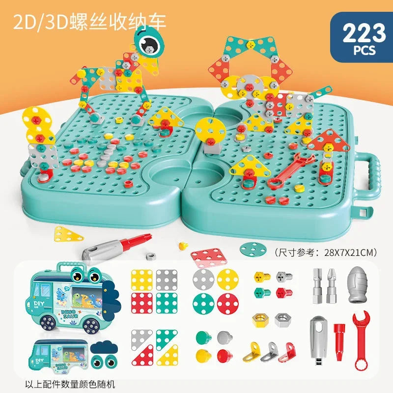 Simulated Electric Screwdriver for Children's Play Home Twisting Screws Puzzle Toy Assembly and Repair Toolbox Christmas Gift