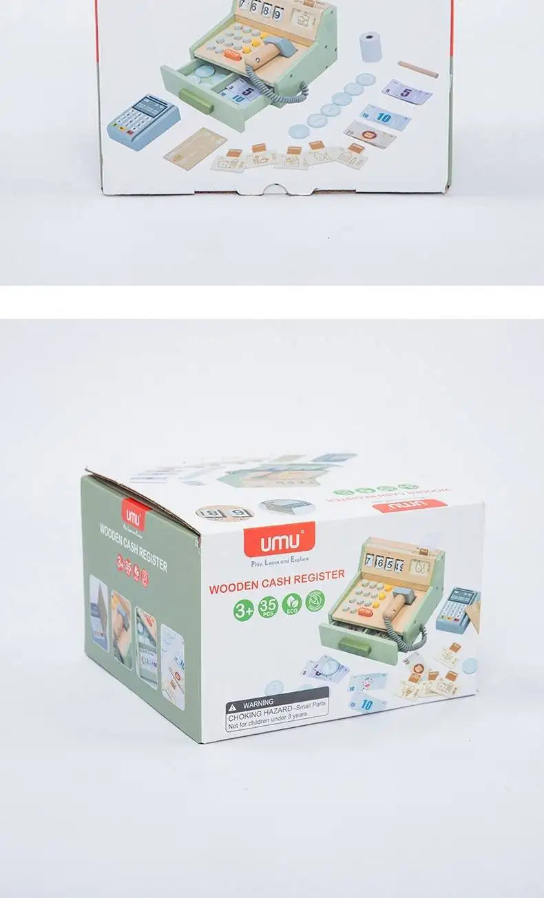 Children's Wooden Playhouse Toys Game House Toys Wooden Coffee Machine Wooden Cash Register Puzzle Interactive Education