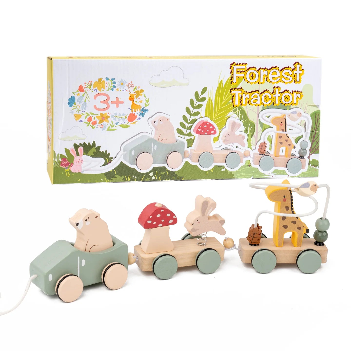 BizyKoady Wooden Stacking Train - Montessori Toddler Toy Set