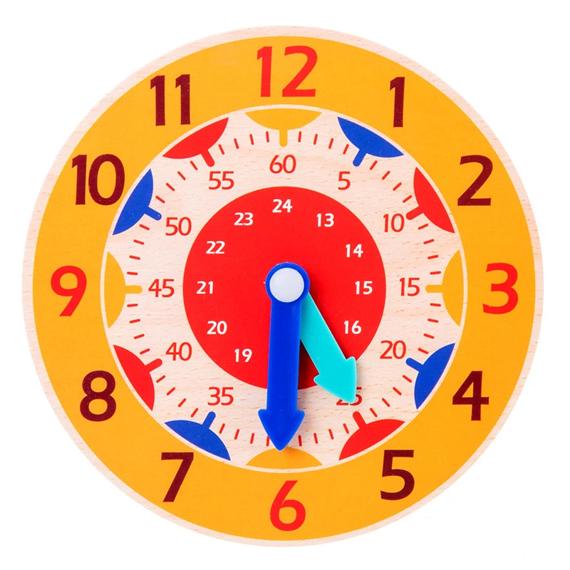 Kids Montessori Wooden Clock - Educational Time Learning Toy