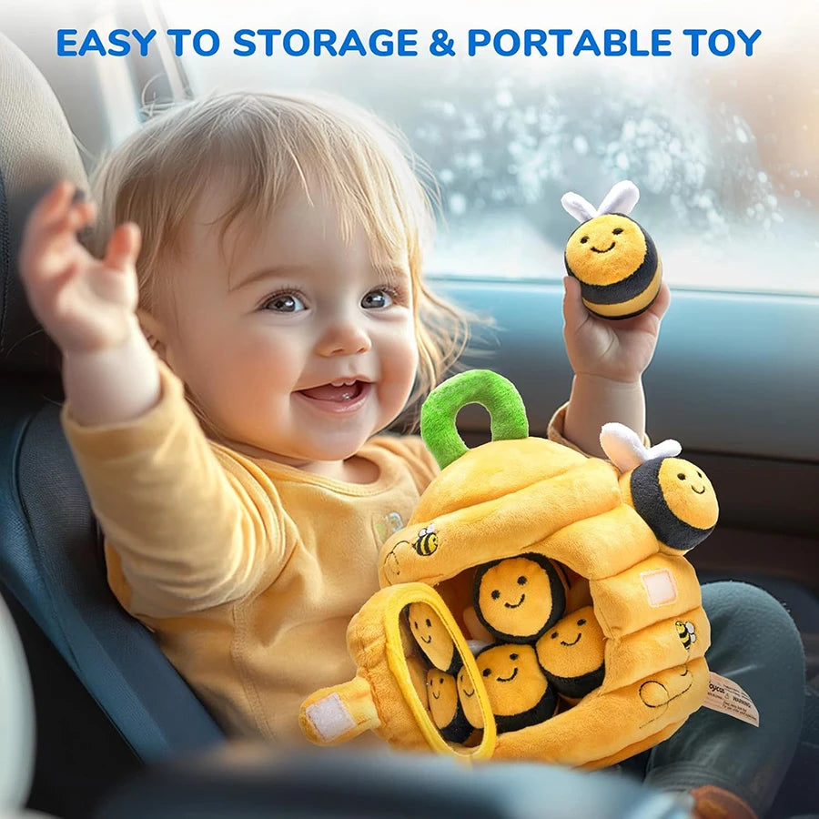 Yokibo Soft Baby Beehive Sensory Toy with 5 Plush Bees