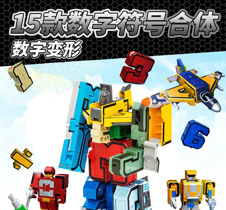 With Box Assemble Number Robots Transformation Action Figure Car Dinosaur Model Deformation Digit Letters Alphabet Toys